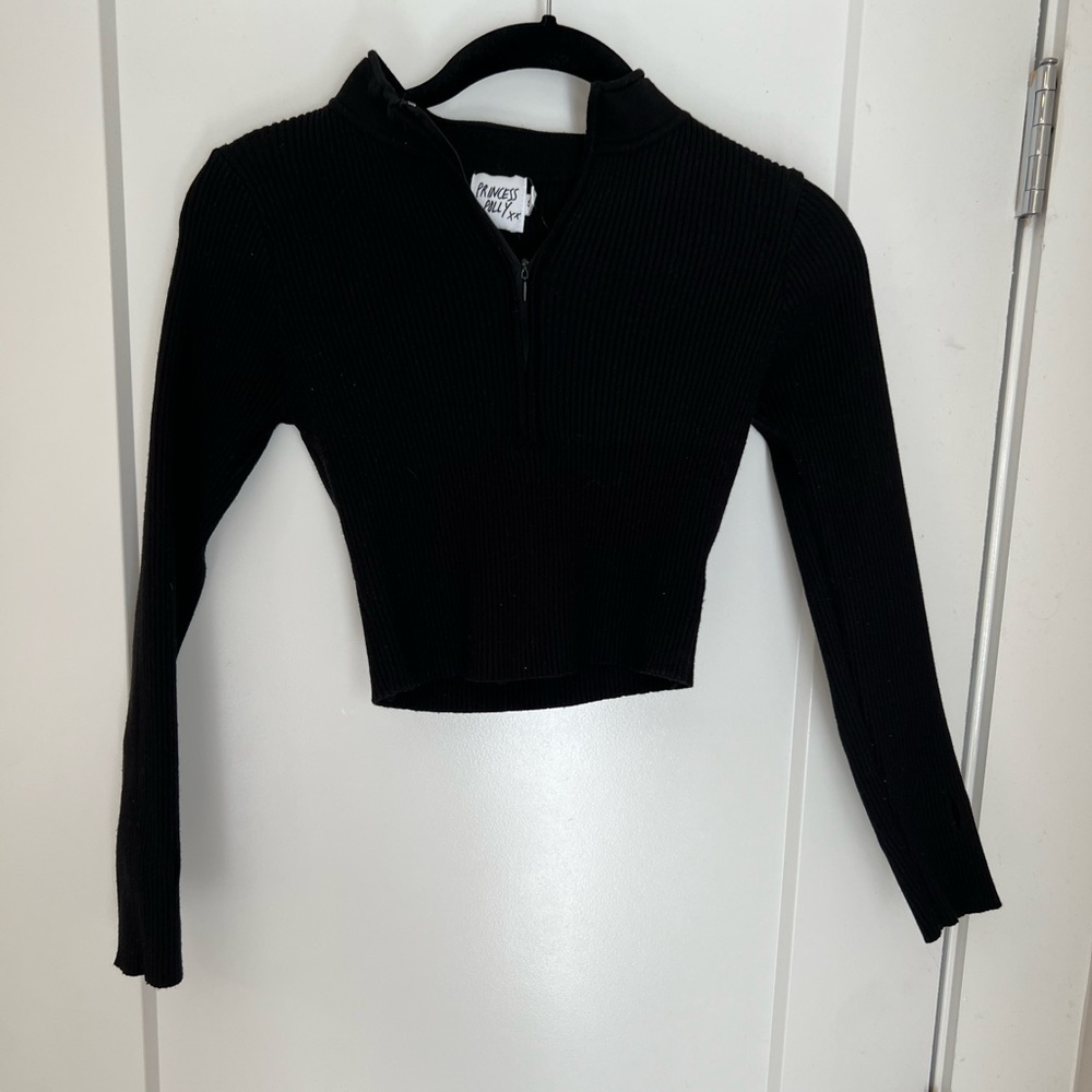 Princess Polly black knit crop top